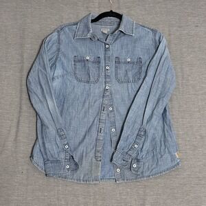 Carhartt Womens Chambray Work Shirt Long Sleeve Button Down Pockets Size S